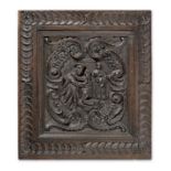 A 17th century carved oak panel, Flemish/Dutch