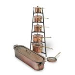 A collection of copper cooking utensils (14)