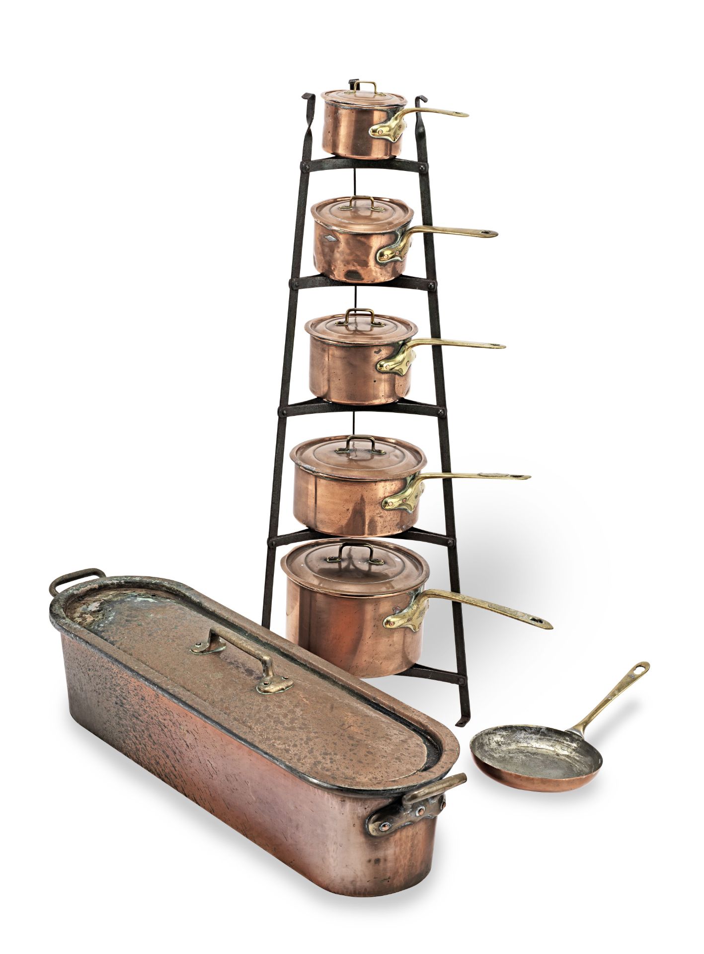 A collection of copper cooking utensils (14)