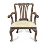 An 18th and possibly later mahogany open armchair, English In the manner of Giles Grendey (1693-1...