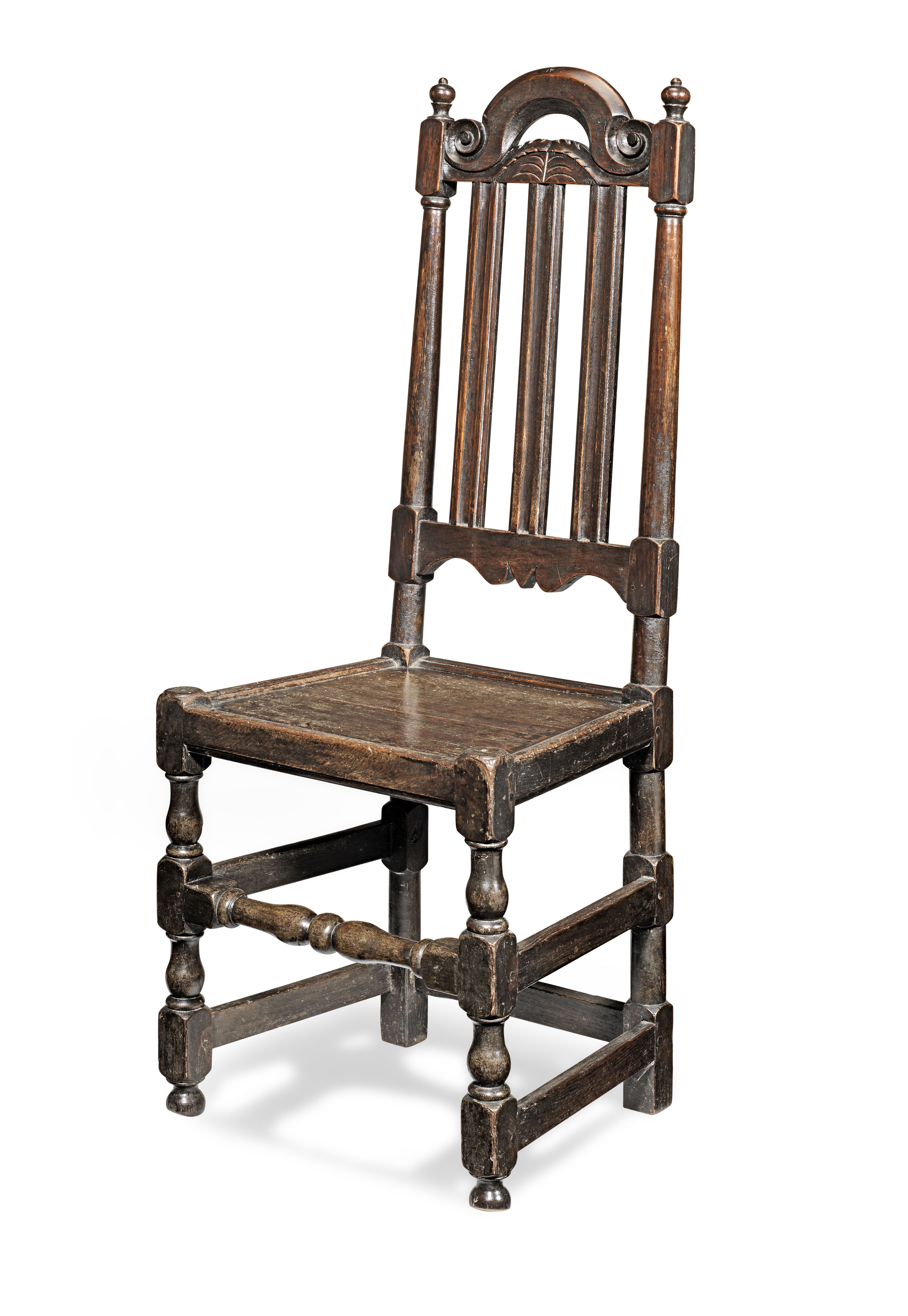 A William & Mary joined oak slat-back side chair, circa 1690