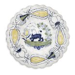 A Dutch Delft lobed dish or 'Buckelplatte', 18th Century