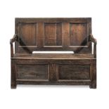 A George I joined oak box-seated settle, Welsh, circa 1720