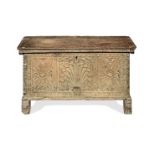 An early 17th century cypress-wood boarded chest, Spanish