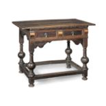 A Charles II joined oak and fruitwood-veneered side table, circa 1660