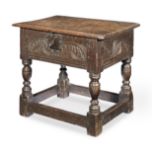 A rare Charles I joined oak box-stool, circa 1640