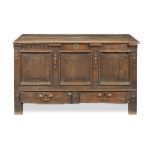 A Charles II joined oak chest with drawers, circa 1670