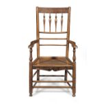 A 19th century ash, beech and elm open armchair, Hereford, by Philip Clissett (fl.1841-1913 )