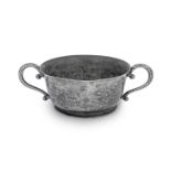 A 18th century pewter 'caudle cup'