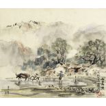 Ran In-Ting (Lan Yinding) (Taiwanese, 1903-1979) Fields in the mountain after the rain