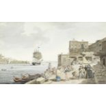 Circle of Giovanni Jean Schranz (Maltese, 1794-1882) A busy street scene in Valletta harbour, Malta