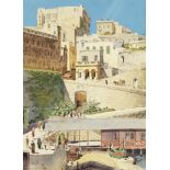 Nicholas Krasnoff (Russian, active circa 1920-1930) A street scene by Valletta Harbour, Malta