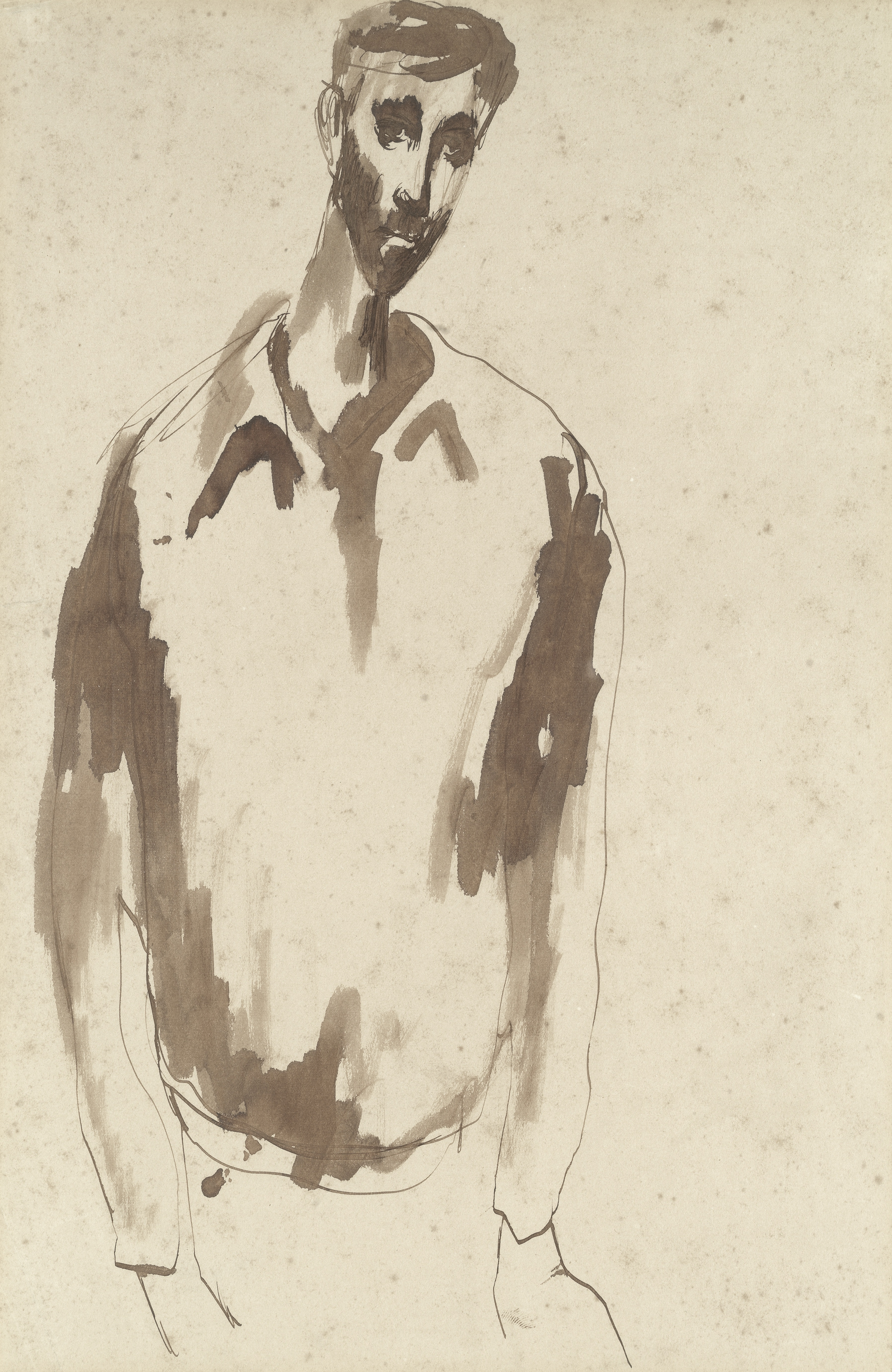 Russell Drysdale (Australian, 1912-1981) Station hand (with a head study of the station hand draw...