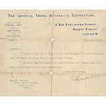 IMPERIAL TRANS-ANTARCTIC EXPEDITION Two typed letters signed ('E.H. Shackleton' and 'E.Shackleto...