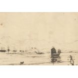 European School (19th Century) View across to the bay of Hong Kong towards the mountains, junks i...