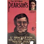 SHACKLETON (ERNEST HENRY) Poster depicting Shackleton, head and shoulders facing forward with ful...