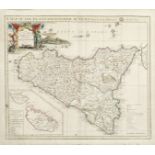 MALTA, SICILY AND THE MEDITERRANEAN SENEX (JOHN) A Map of the Island and Kingdom of Sicily [with ...