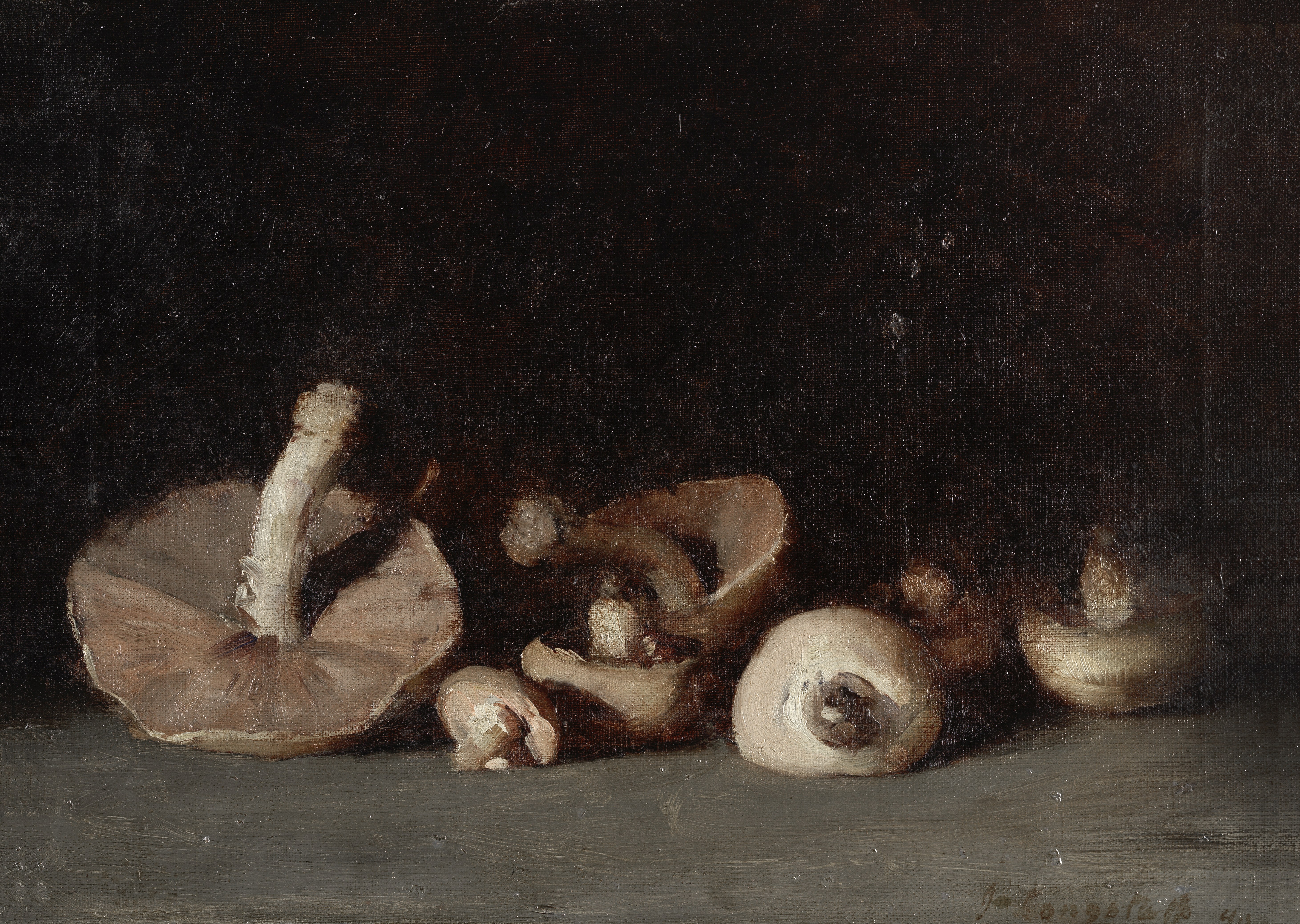 Sir John Longstaff (Australian, 1861-1941) A still life of mushrooms