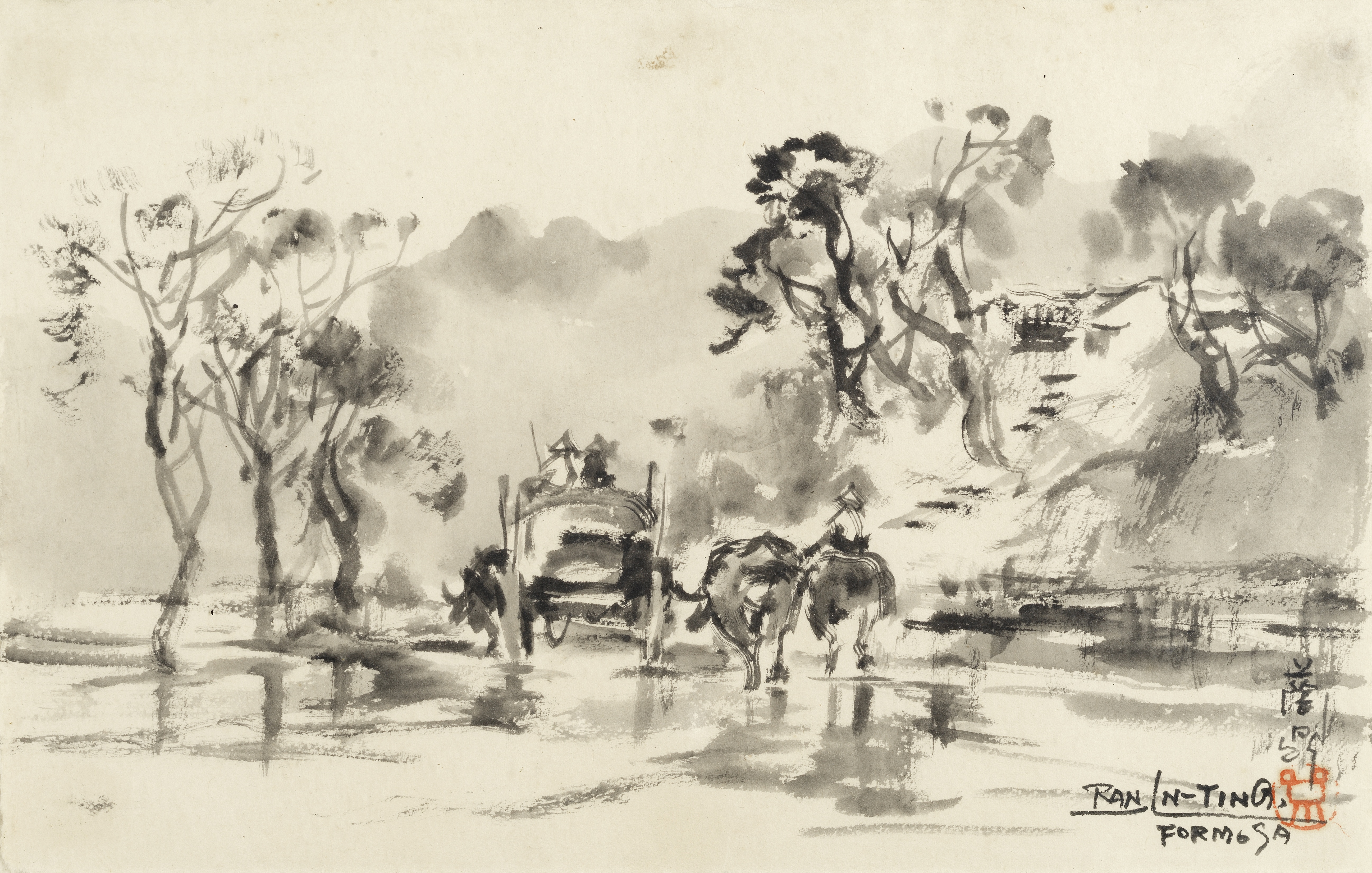 Ran In-Ting (Lan Yinding) (Taiwanese, 1903-1979) A rural lane, Formosa