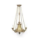 A 19th century gilt bronze five light colza chandelier