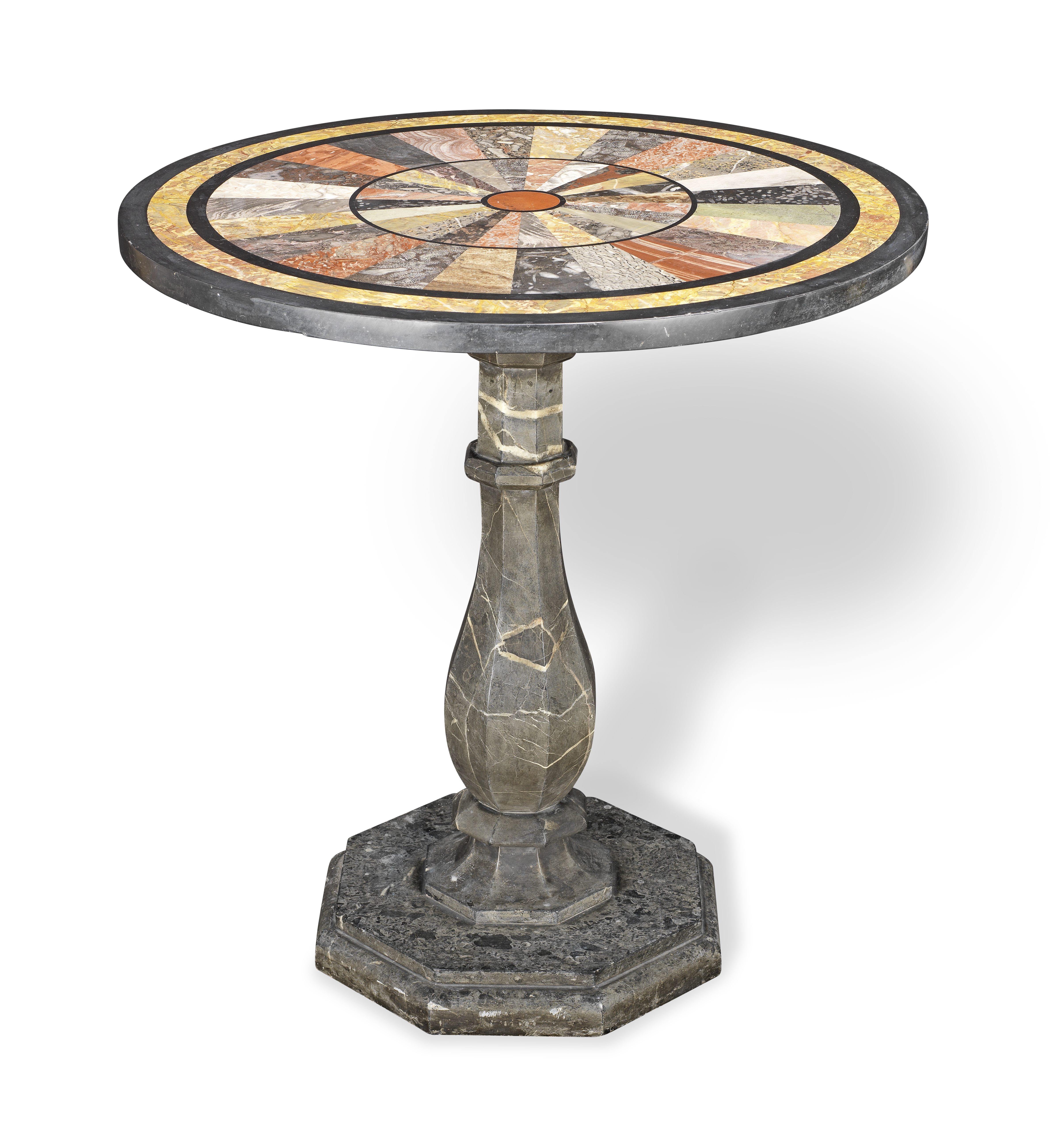 A good late 19th century specimen marble table on stand probably attributable to John Woodley's R...