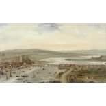 English School, 19th Century A view of Rochester with busy shipping on the Medway