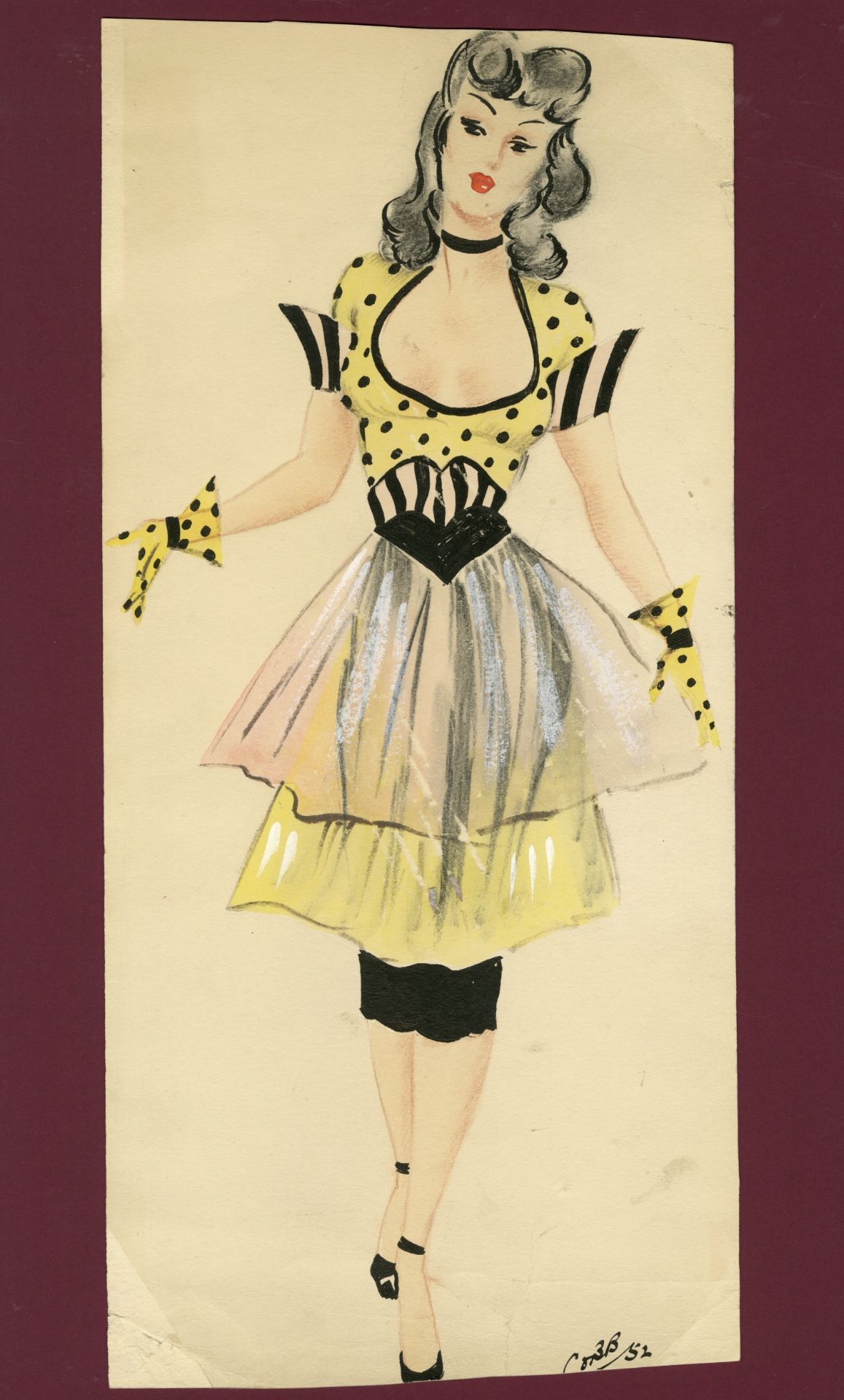 Ronald Cobb (British, 1907-1977): A signed original costume design of a Murray's Cabaret Club sho...