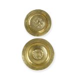 Two late 16th century Nuremberg repousse brass alms dishes (2)