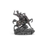 After Antoine-Louis Barye (French, 1795-1875): A late 19th century patinated bronze figural group...