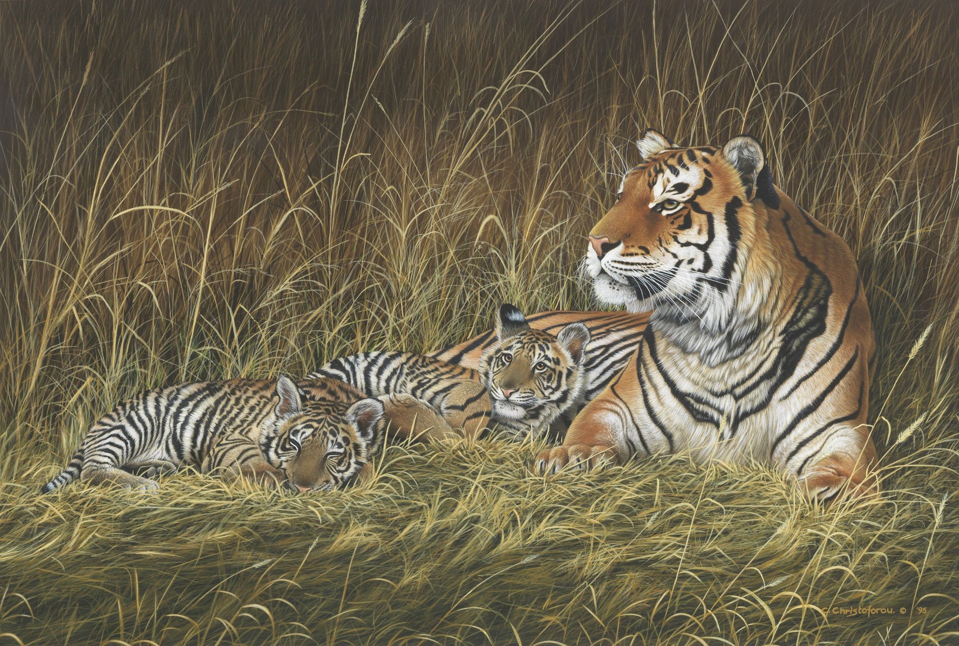 Chris Christoforou (Cypriot, born 1954) Tiger and Cubs