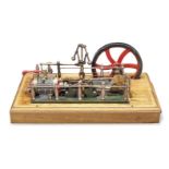 A scale model of a horizontal mill engine, late 19th century,