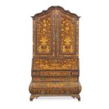 A Dutch 18th century walnut and marquetry bureau cabinet