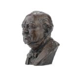 Franta Belsky (Czech, 1921-2000): A small bronzed resin bust of Winston Churchill (2)