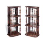 A pair of Regency rosewood and simulated rosewood hanging display shelves (2)