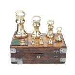 A rare set of seven Victorian Avoir Inspectors graduated brass bell weights for the 'County of La...