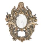 An usual 17th century German polychrome carved armorial limewood frame