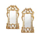 A pair of mid Victorian giltwood pier mirrors in the Chippendale Director style (2)