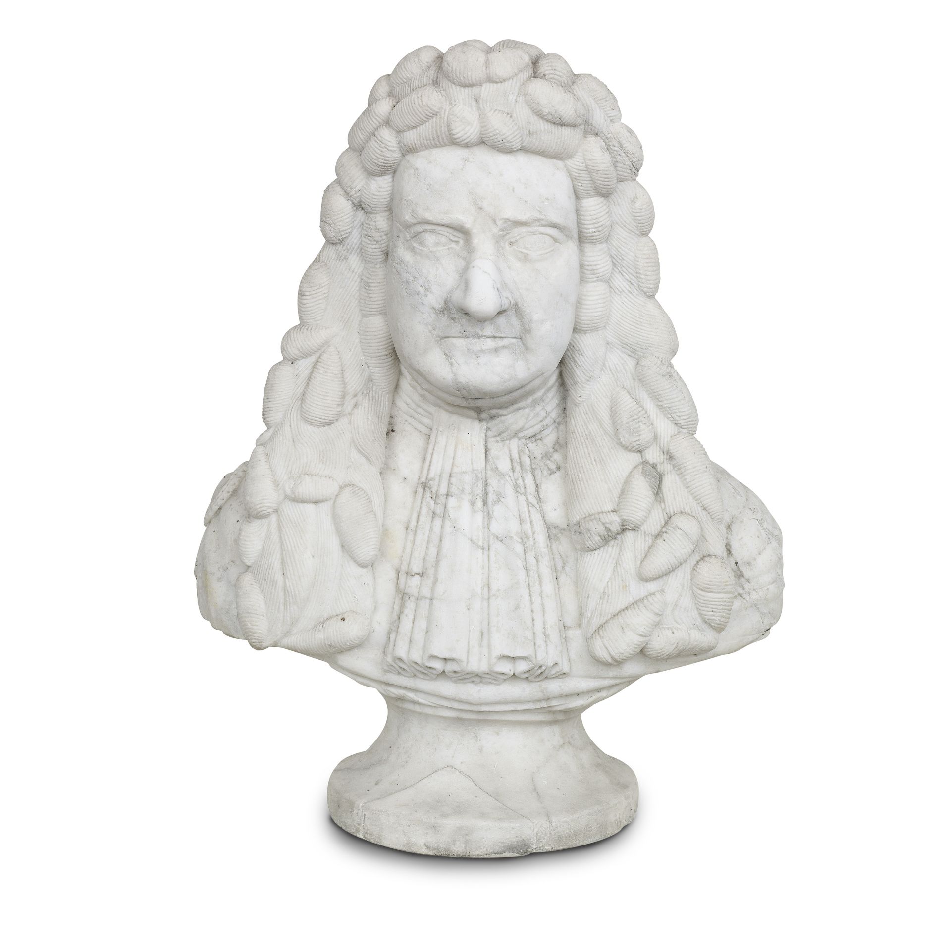 Of Scottish interest: A carved white marble portrait bust of a gentleman, by repute once believed...