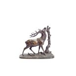 After Pierre Jules Mene (French, 1810-1879): A late 19th century patinated bronze of 'Cerf &#192;...