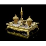 Of Royal interest: A William IV gilt bronze and agate, turquoise matrix and red stone 'gem' set i...