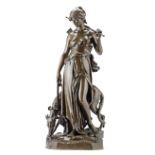 Eugene-Antoine Aizelin (French, 1821-1902): A bronze figure of 'Nymphe de Diane'