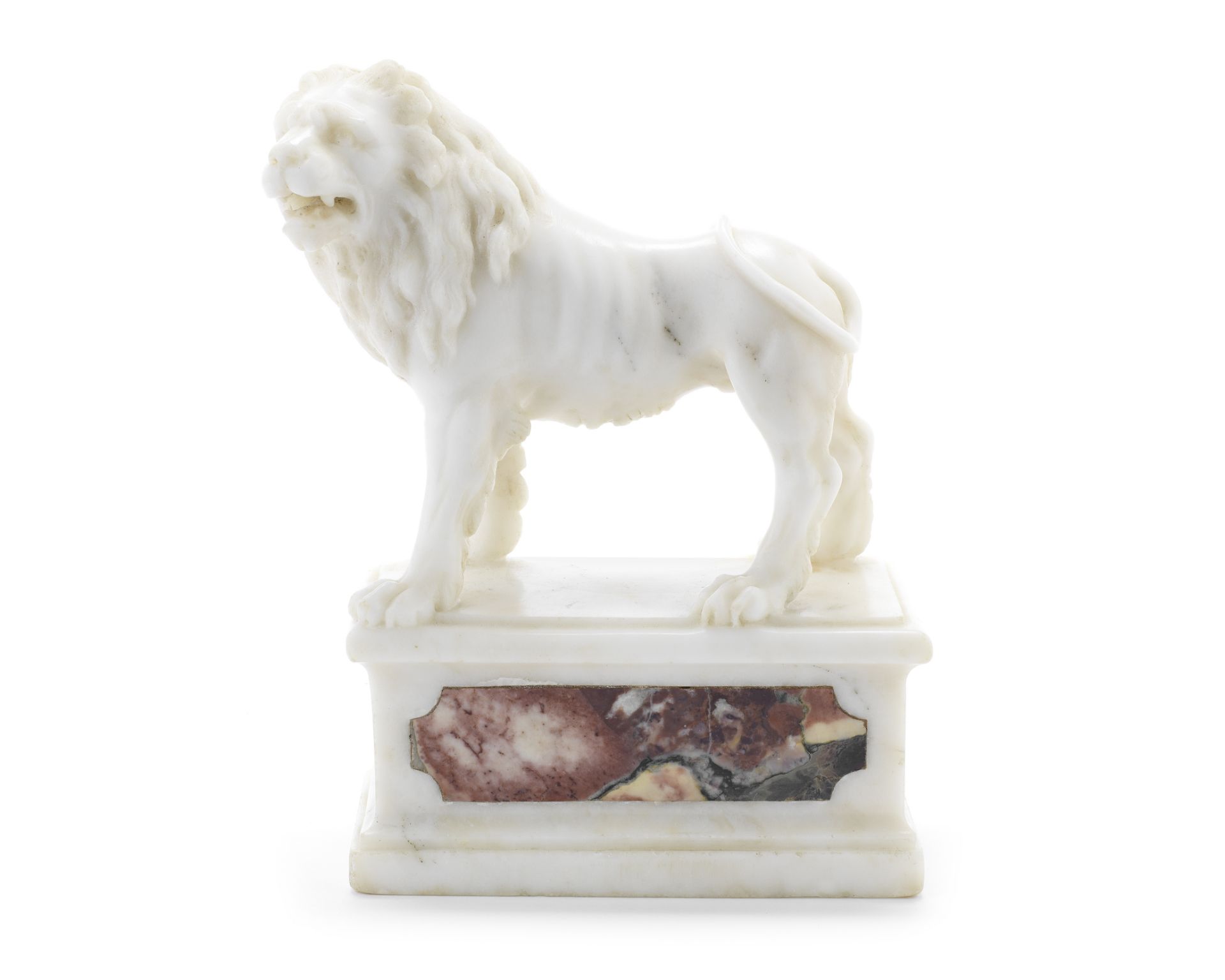 A 19th Century Italian Grand Tour carved cararra marble model of lion
