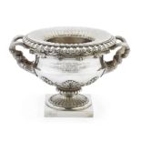 A large George IV silver wine cooler Emes & Barnard, London 1828