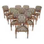 A set of sixteen early Victorian oak open armchairs (16)