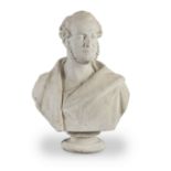 Matthew Noble (British, 1817-1876): A carved white marble portrait bust of a gentleman