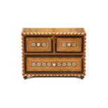 A 'Cairo-ware' parquetry, bone and wood inlaid table cabinet