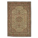 A Ghom ivory ground silk rug, Central Persia, 157cm x 107cm