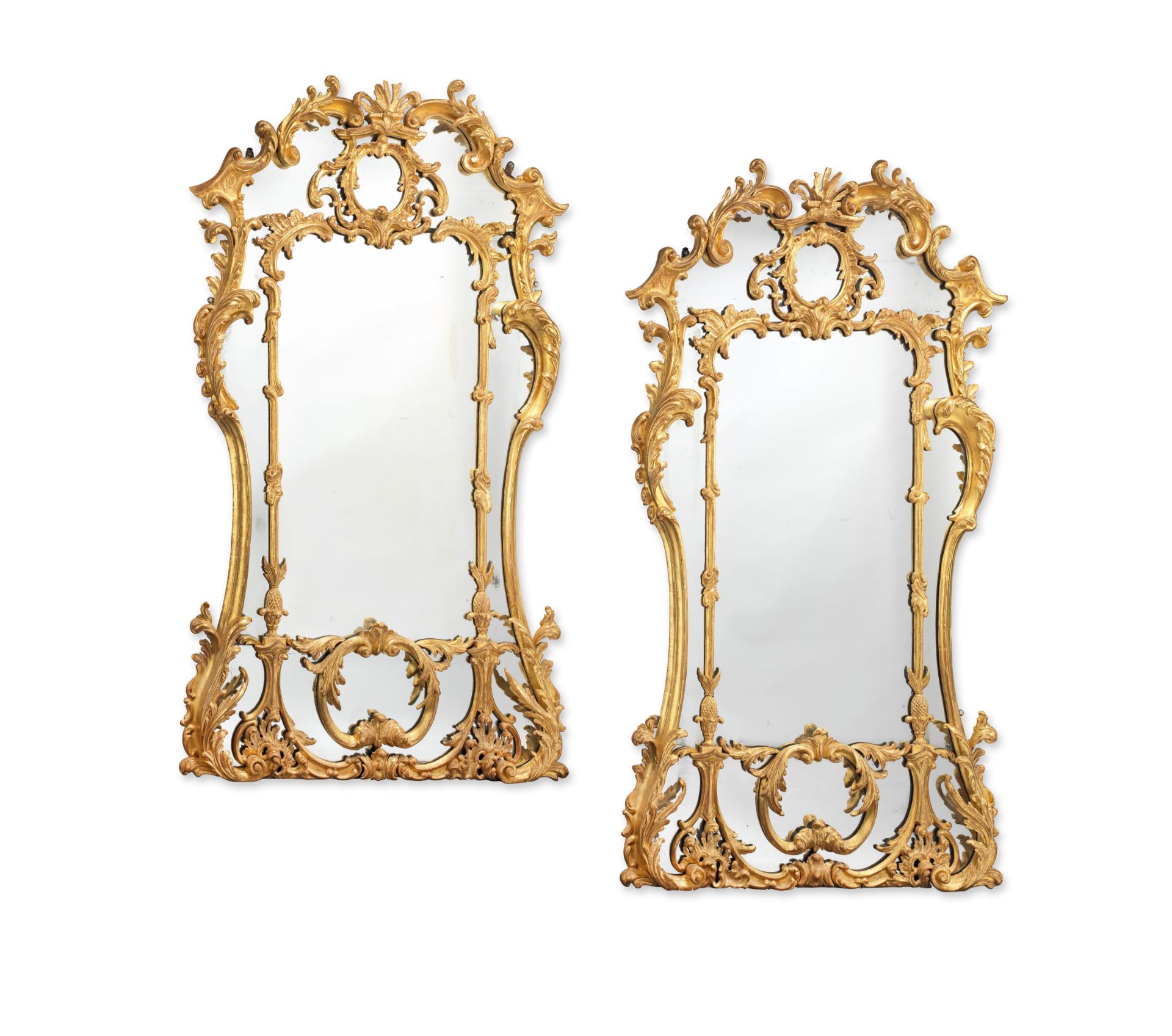 A pair of mid Victorian giltwood pier mirrors in the Chippendale Director style (2) - Image 2 of 2