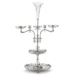 An impressive Victorian silver candelabrum centrepiece Fenton Brothers, Sheffield 1875