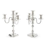 A pair of Victorian silver four-light candelabra Hawksworth, Eyre & Co Ltd, Sheffield 1895 (2)